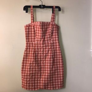 Orange plaid overalls